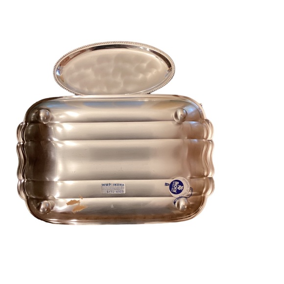 Vintage WMF Ikora SilverPlated Footed Bread Basket with Butter Dish. 12 x 8 - Picture 2 of 4